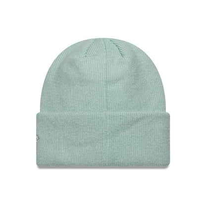 Pictured is this New Era Mohair Wide Cuff Knit Beanie hat in pastel blue. 2