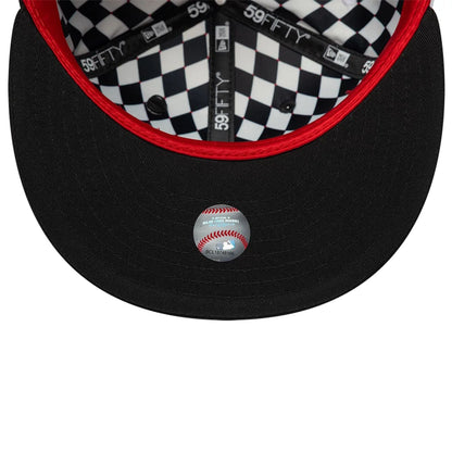 Pictured is this MLB Pinwheel New York Yankees 59FIFTY Fitted cap in black. 2
