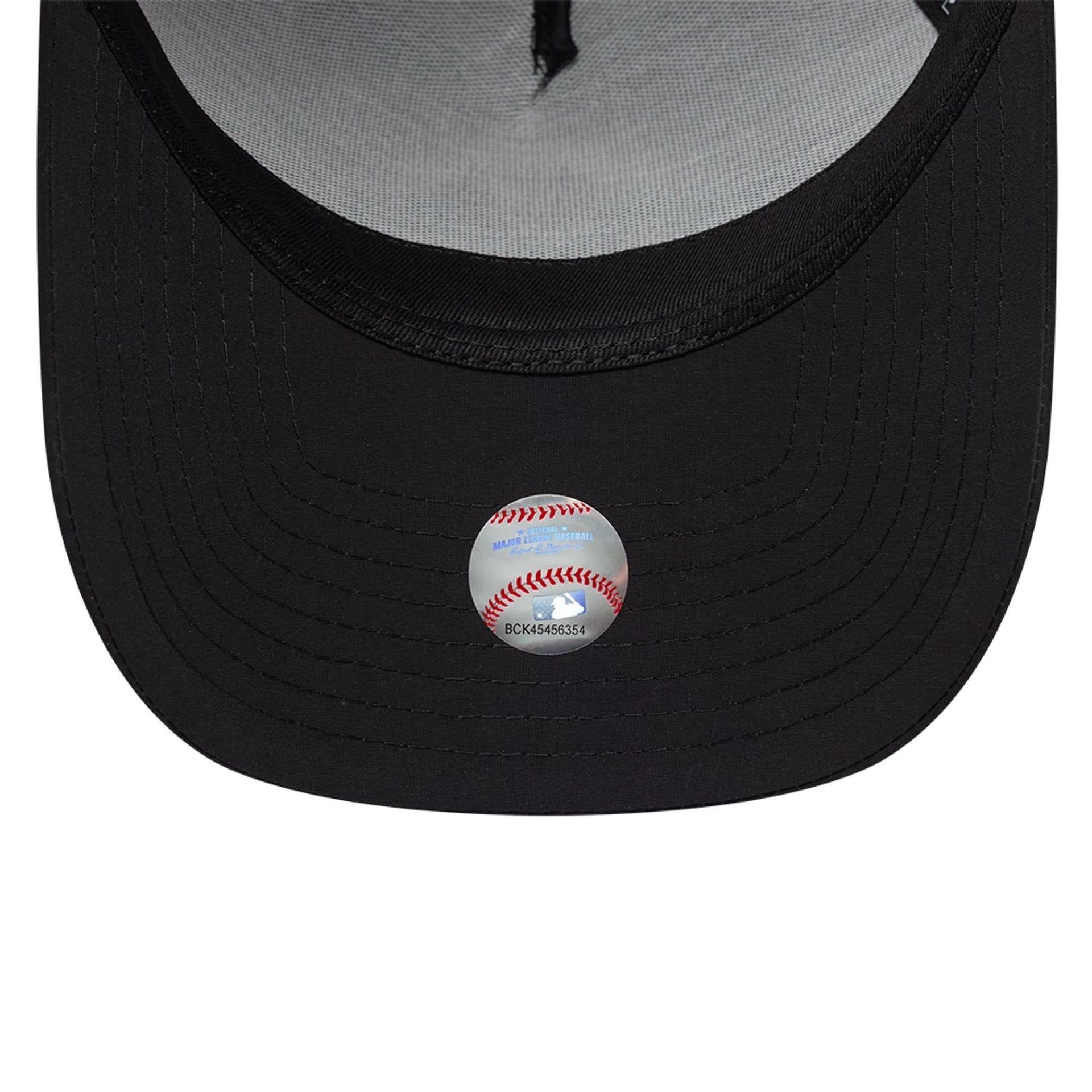 Pictured is this MLB Recycled New York Yankees 9FORTY E-Frame  cap in Black On Black. 7