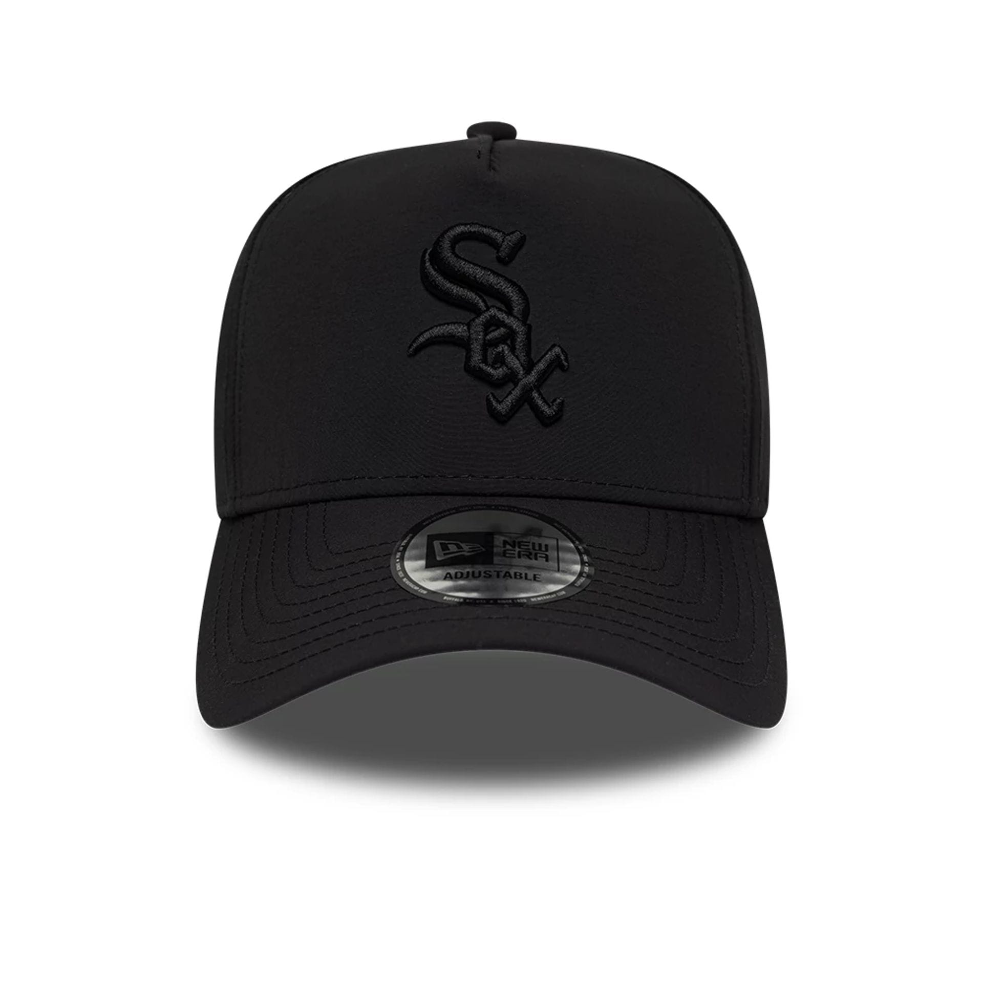 Pictured is this MLB Recycled Chicago White Sox 9FORTY A-Frame cap in Black On Black. 2