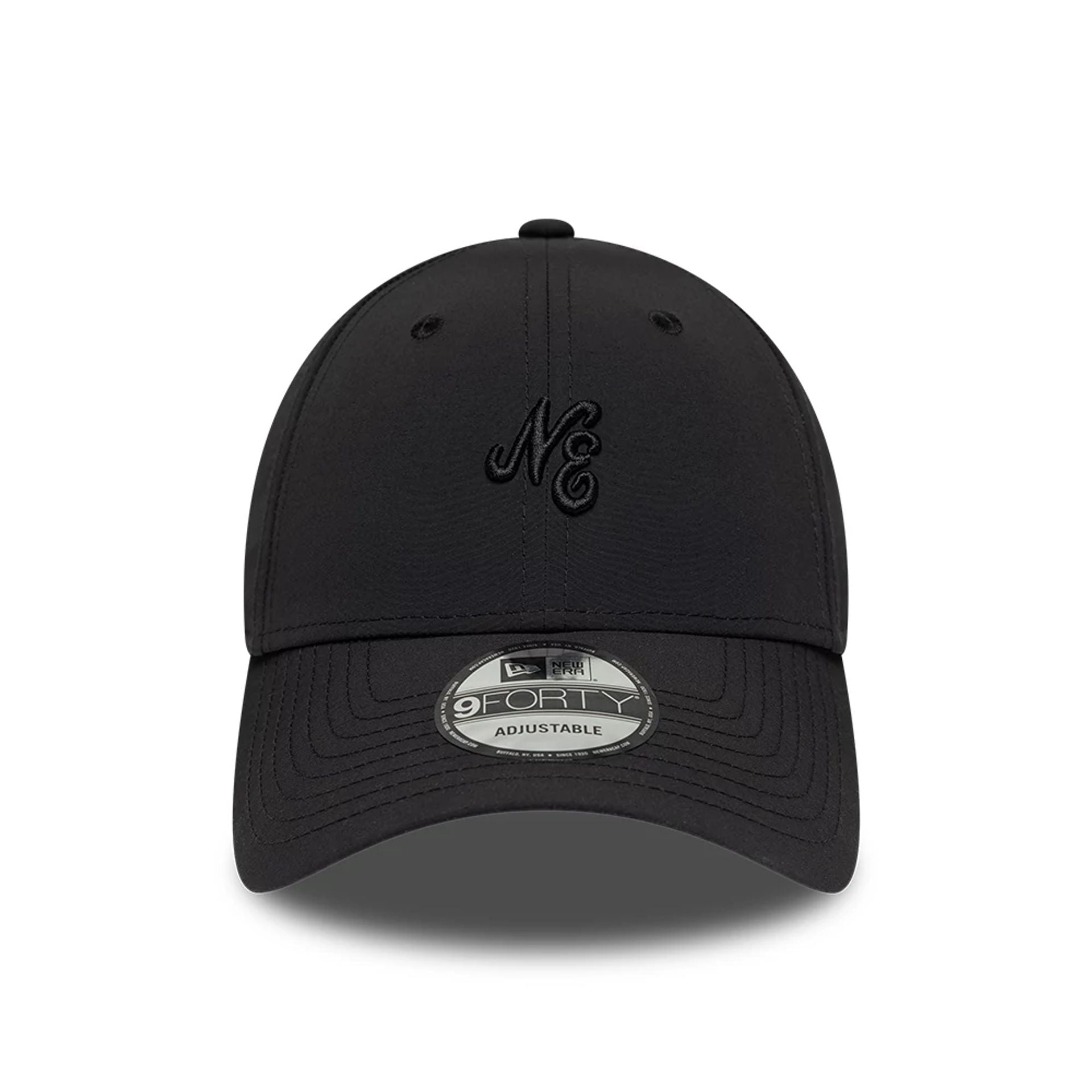 Pictured is this New Era Mini Logo Recycled 9FORTY cap in Black On Black. 2