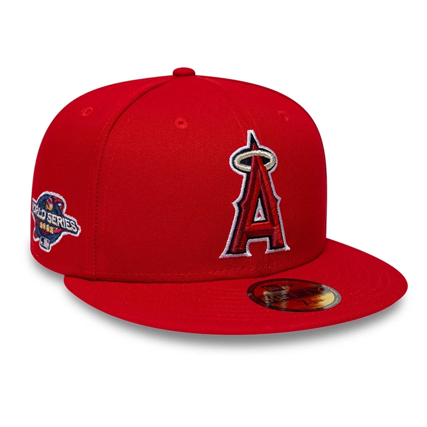 Pictured is this MLB Sidepatch LA Angels 59FIFTY Fitted cap in red. 1