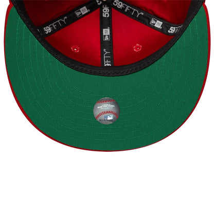 Pictured is this MLB Sidepatch LA Angels 59FIFTY Fitted cap in red. 2