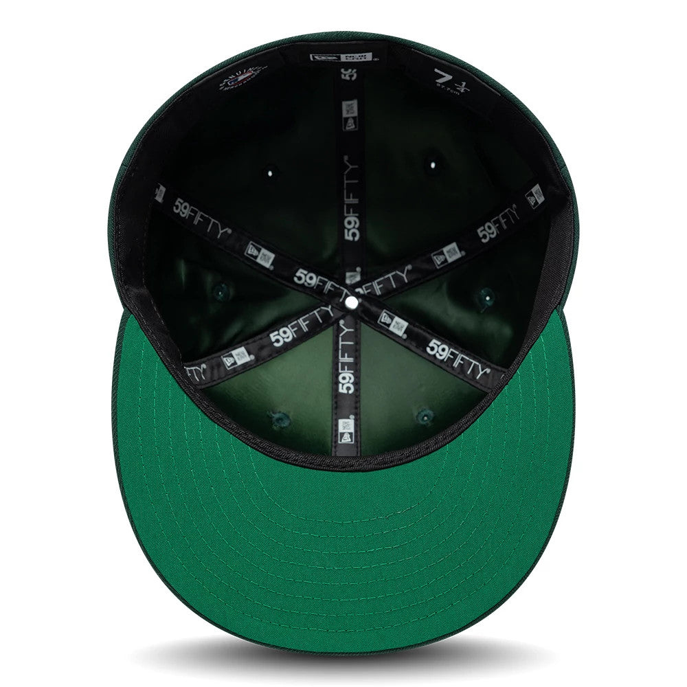 Pictured is this MLB Sidepatch Athletics 59FIFTY Fitted cap in dark green. 2