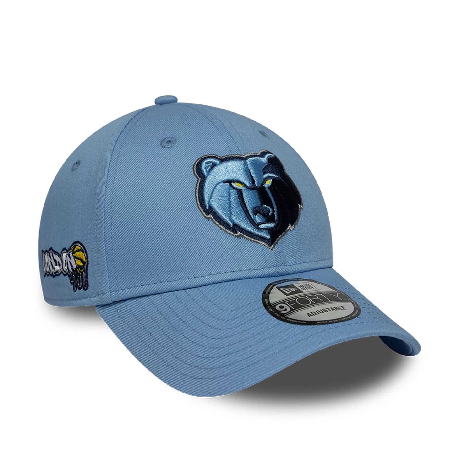 Pictured is this Grizzlies NBA London Game 2026 Pastel Blue 9FORTY Adjustable cap. 1