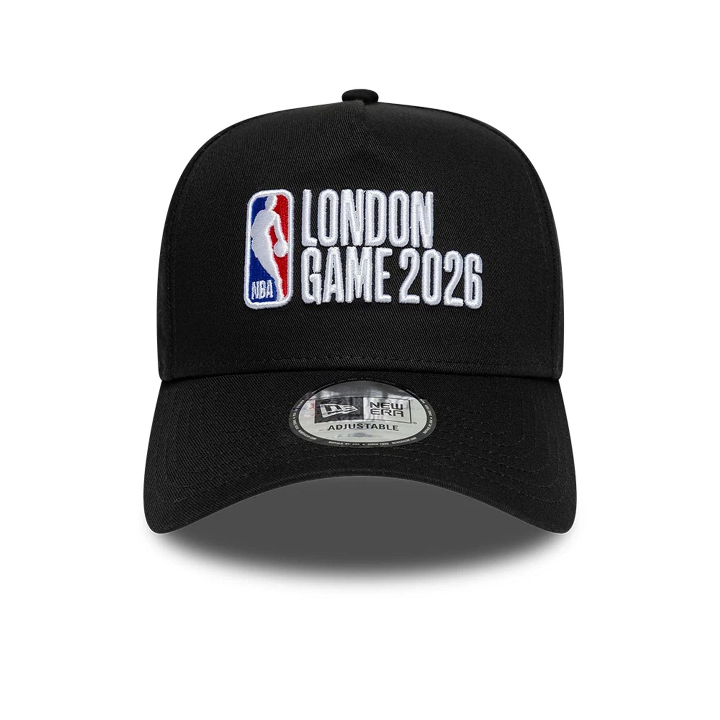 Pictured is this NBA Logo NBA London Game 2026 Black 9FORTY A-Frame Adjustable cap. 2