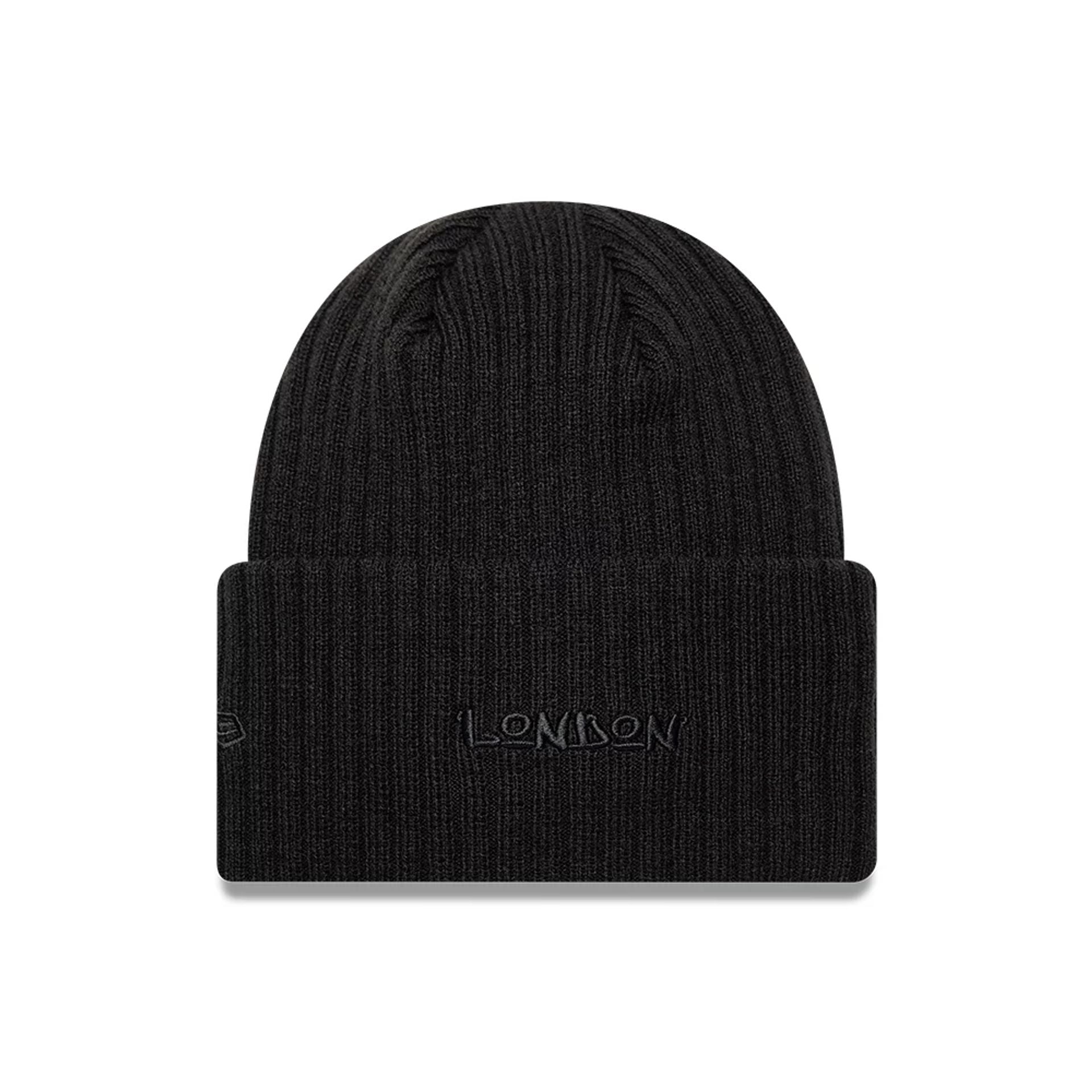 Pictured is this Orlando Magic NBA London Game 2026 Black Cuff Knit Beanie Hat 2