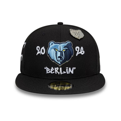 Pictured is this Memphis Grizzlies NBA Berlin Game 2026 Black 59FIFTY Fitted cap. 2