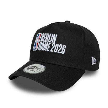 Pictured is this NBA Logo NBA Berlin Game 2026 Black 9FORTY A-Frame Adjustable cap. 1