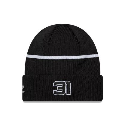 Pictured is this Esteban Ocon TGR Haas F1 Cuff Knit Beanie hat in black. 2
