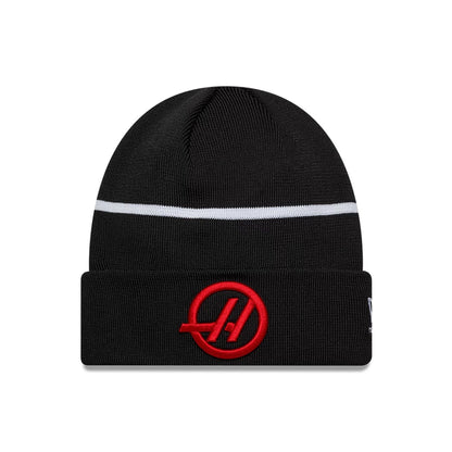 Pictured is this Esteban Ocon TGR Haas F1 Cuff Knit Beanie hat in black. 1