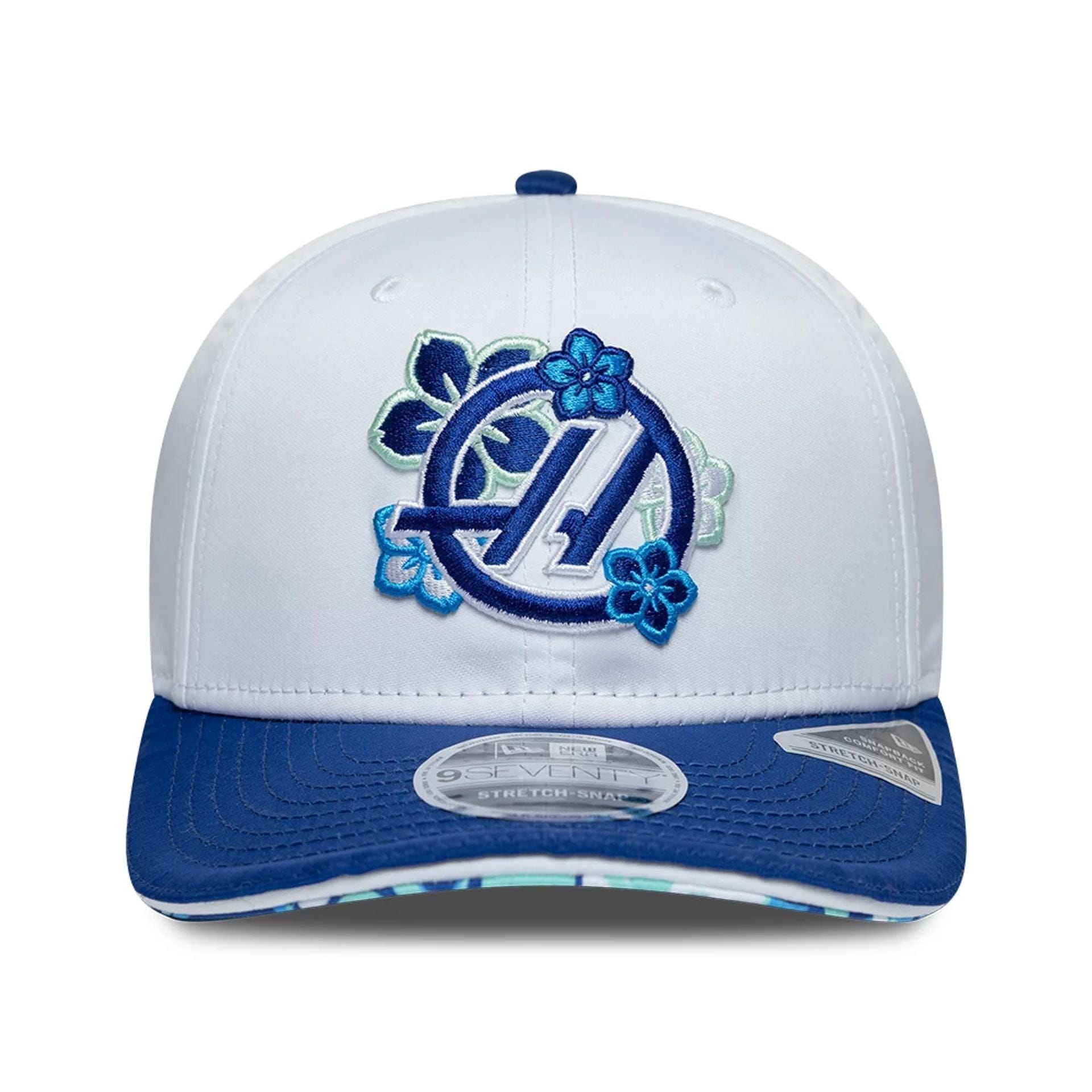 Pictured is this Japan Race Special TGR Haas F1 9SEVENTY Stretch Snap cap in white. 4