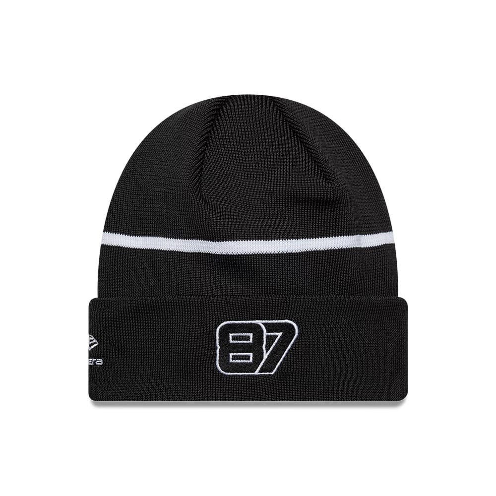 Pictured is this Oliver Bearman TGR Haas F1 Cuff Knit Beanie hat in black. 2