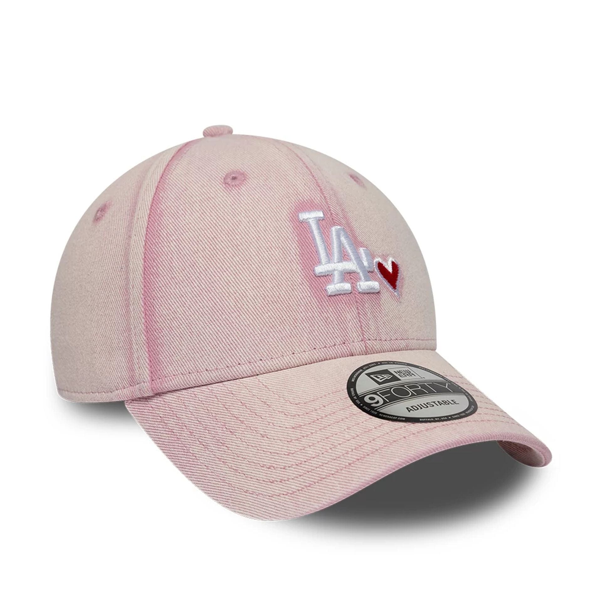 Pictured is this MLB Washed Denim LA Dodgers 9FORTY cap in pastel pink. 3