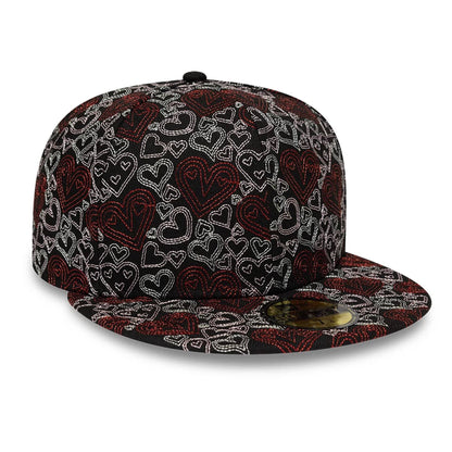 Pictured is this New Era All Over Hearts 59FIFTY Fitted cap in black. 4