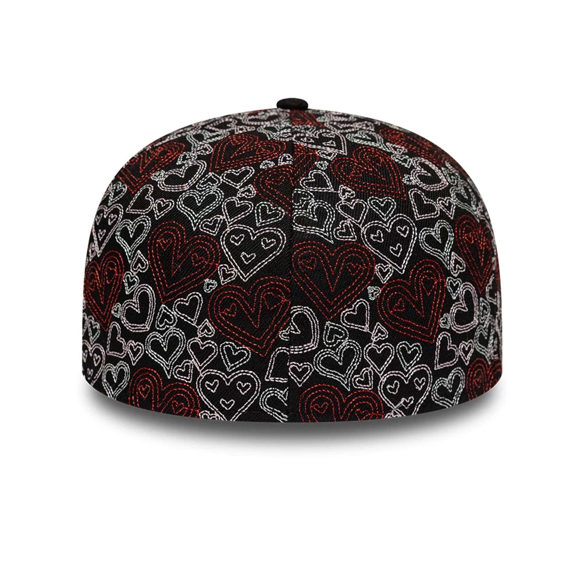 Pictured is this New Era All Over Hearts 59FIFTY Fitted cap in black. 5