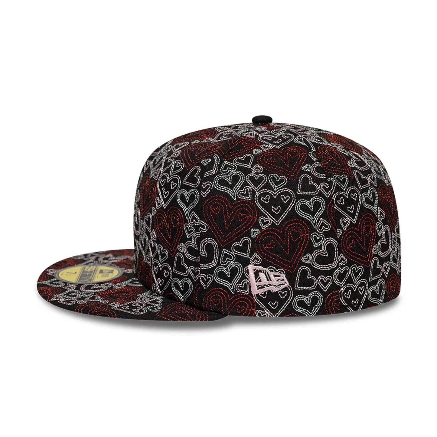 Pictured is this New Era All Over Hearts 59FIFTY Fitted cap in black. 6