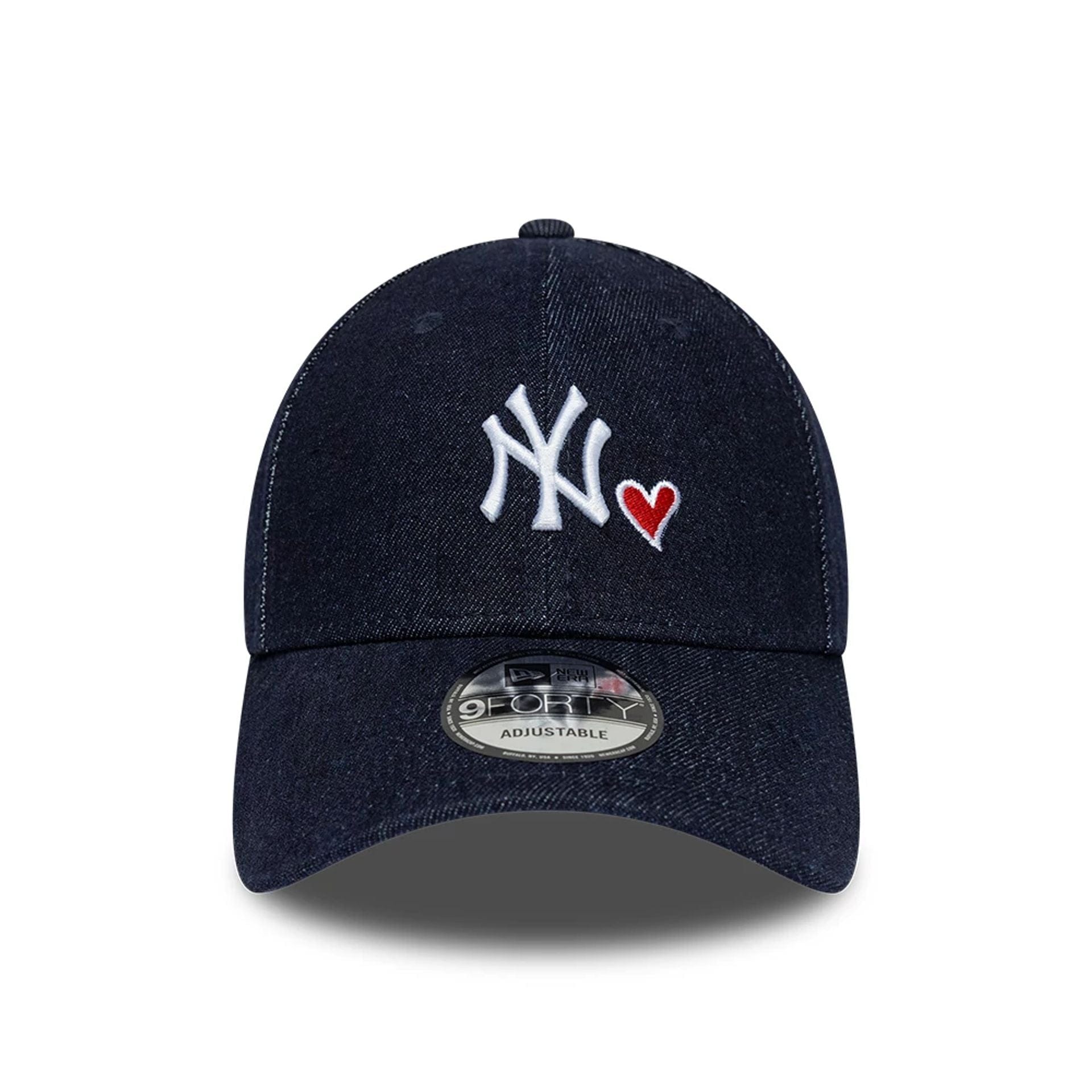 Pictured is this MLB Denim Heart New York Yankees 9FORTY cap in navy. 2