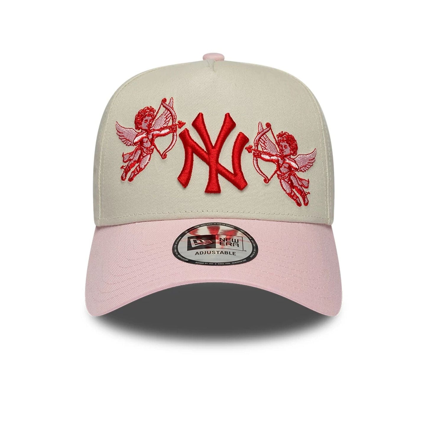 Pictured is this MLB Cherub New York Yankees 9FORTY A-Frame cap in light beige. 2