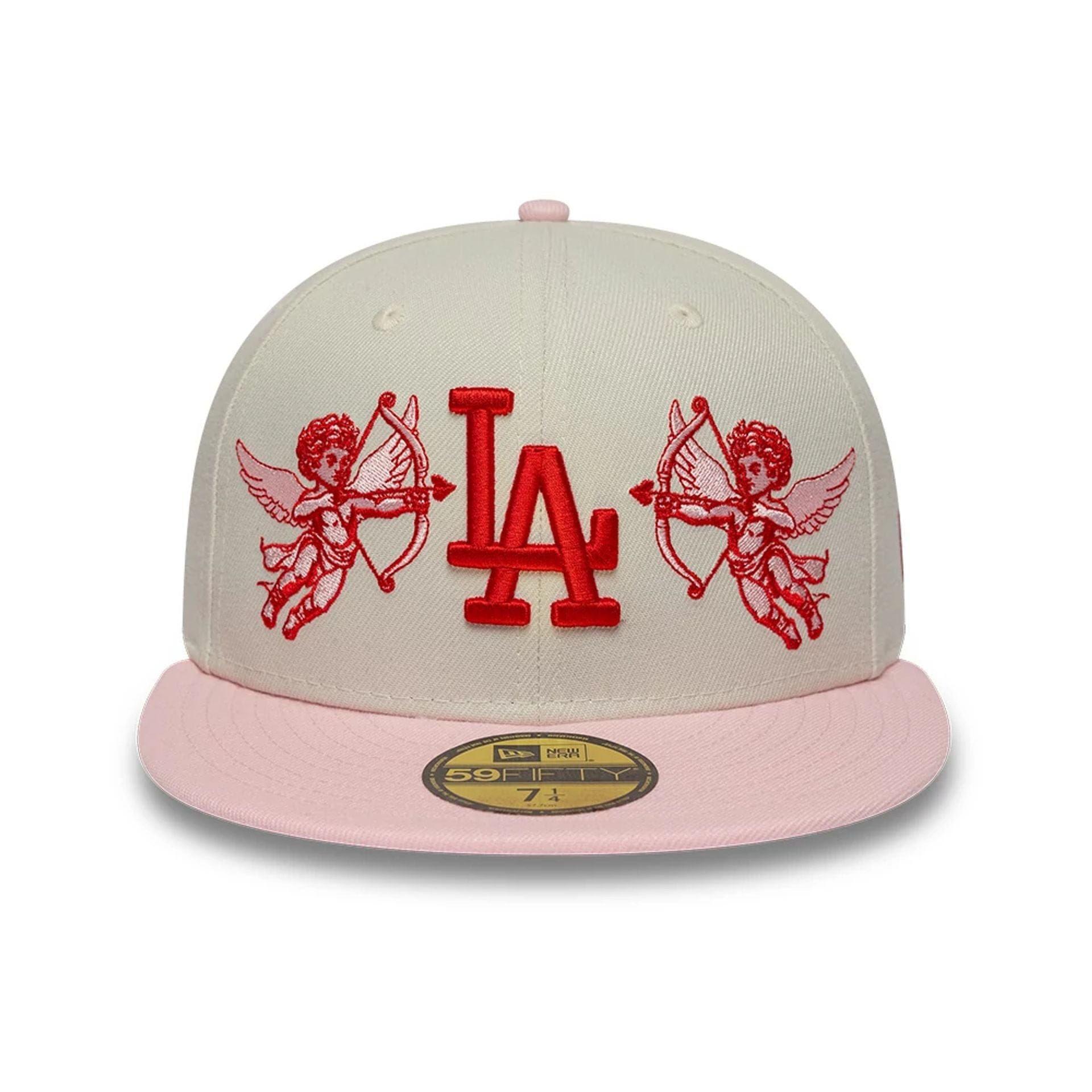 Pictured is this MLB Cherub LA Dodgers 59FIFTY Fitted cap in light beige. 2