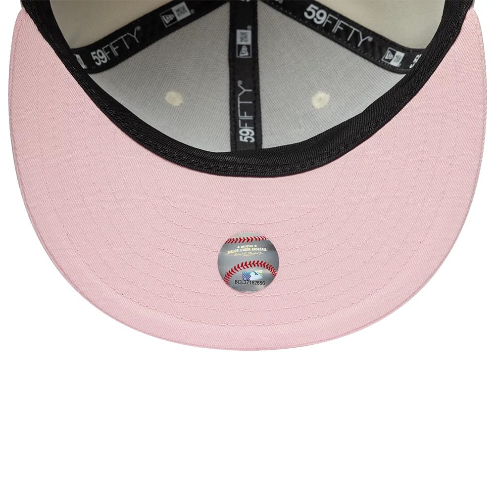 Pictured is this MLB Cherub LA Dodgers 59FIFTY Fitted cap in light beige. 7