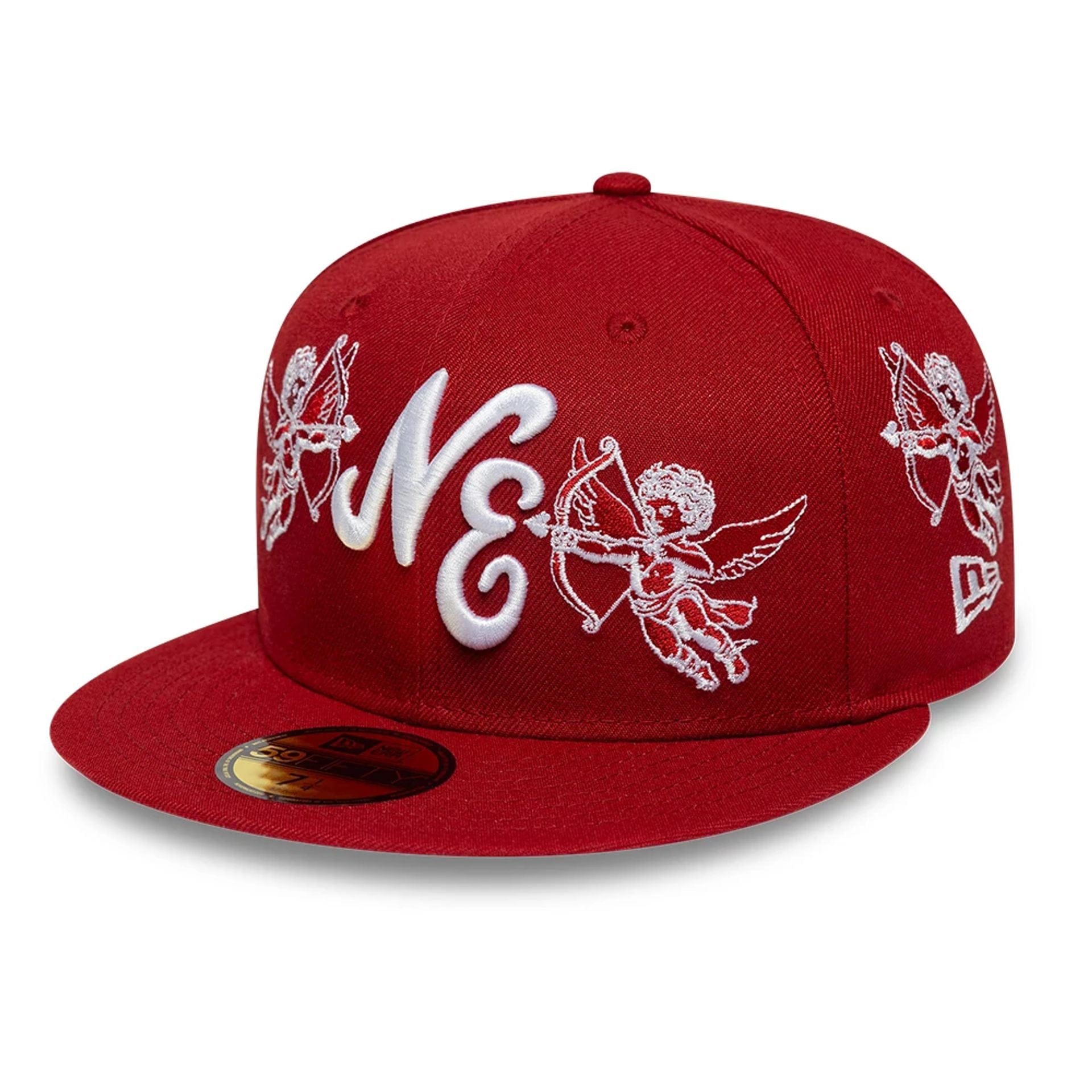 Pictured is this New Era Cherub 59FIFTY Fitted cap in dark red. 1