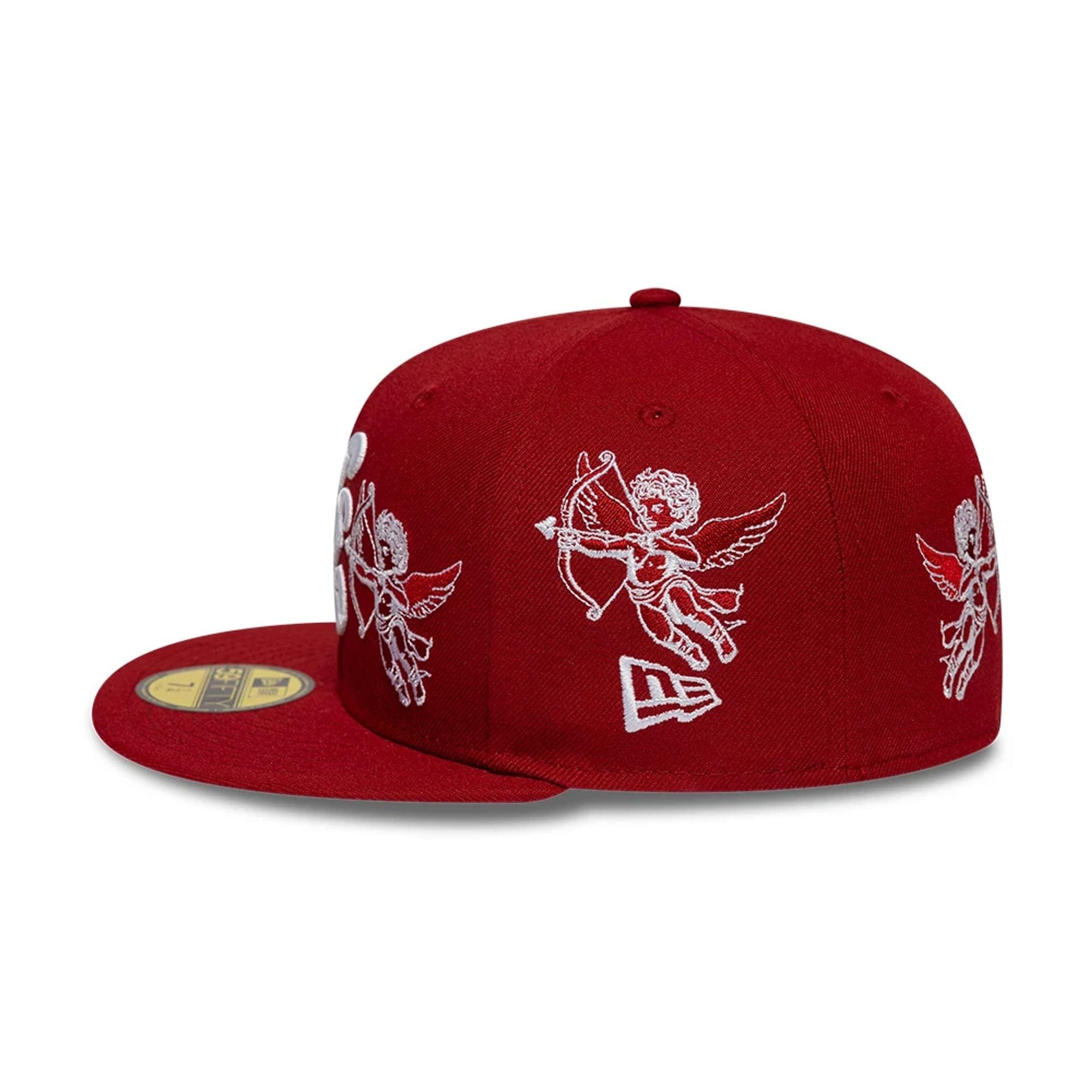 Pictured is this New Era Cherub 59FIFTY Fitted cap in dark red. 5