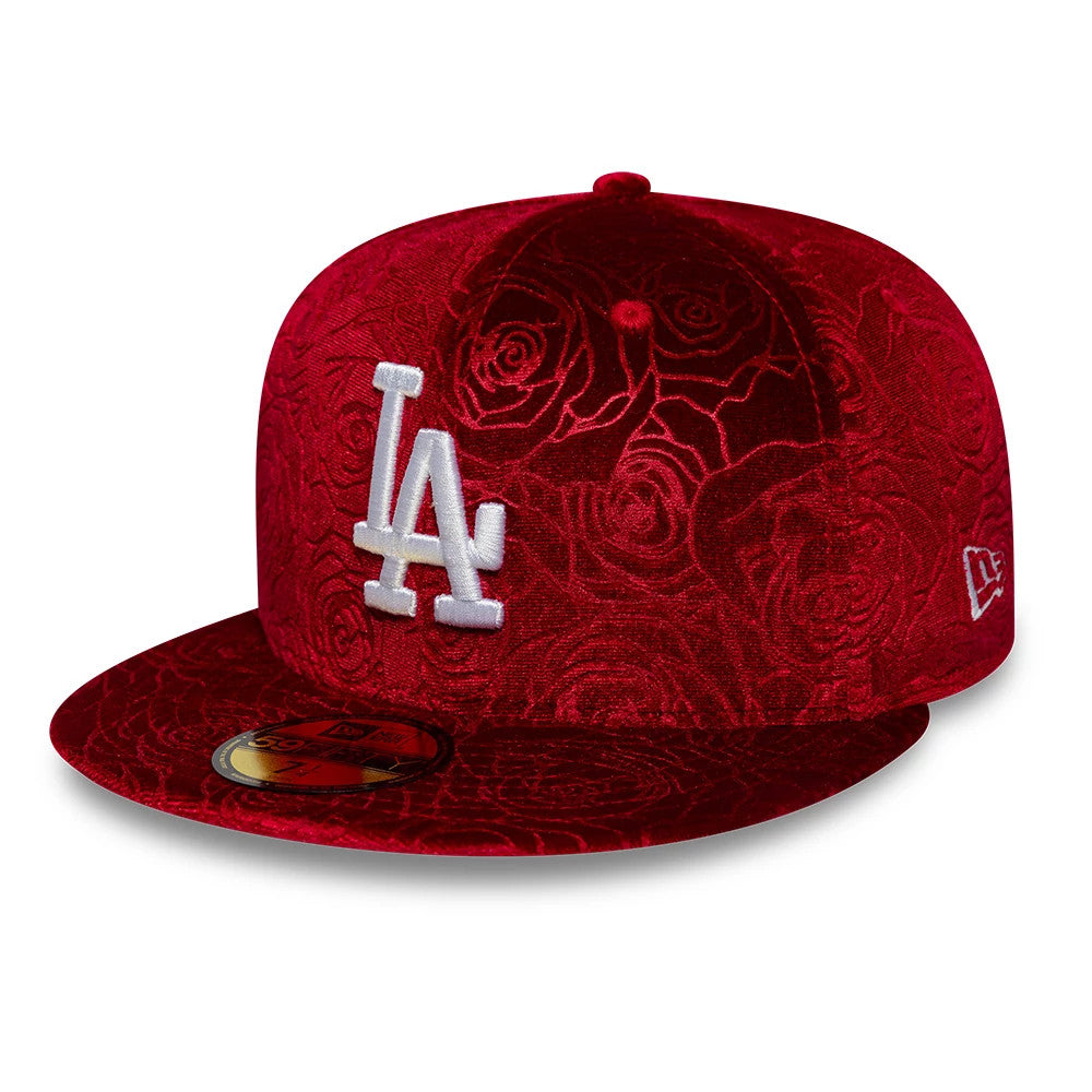 Red Custom Dodger SnapBack Hat with Floral Embroidery and Logo Red La Dodger Hat - Etsy main image 2