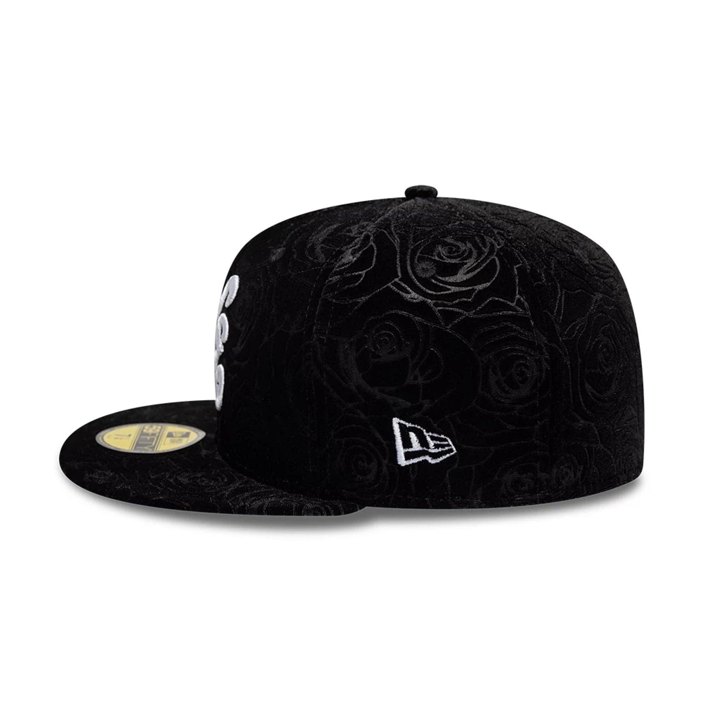 Pictured is this New Era Floral Velour 59FIFTY Fitted cap in black. 4