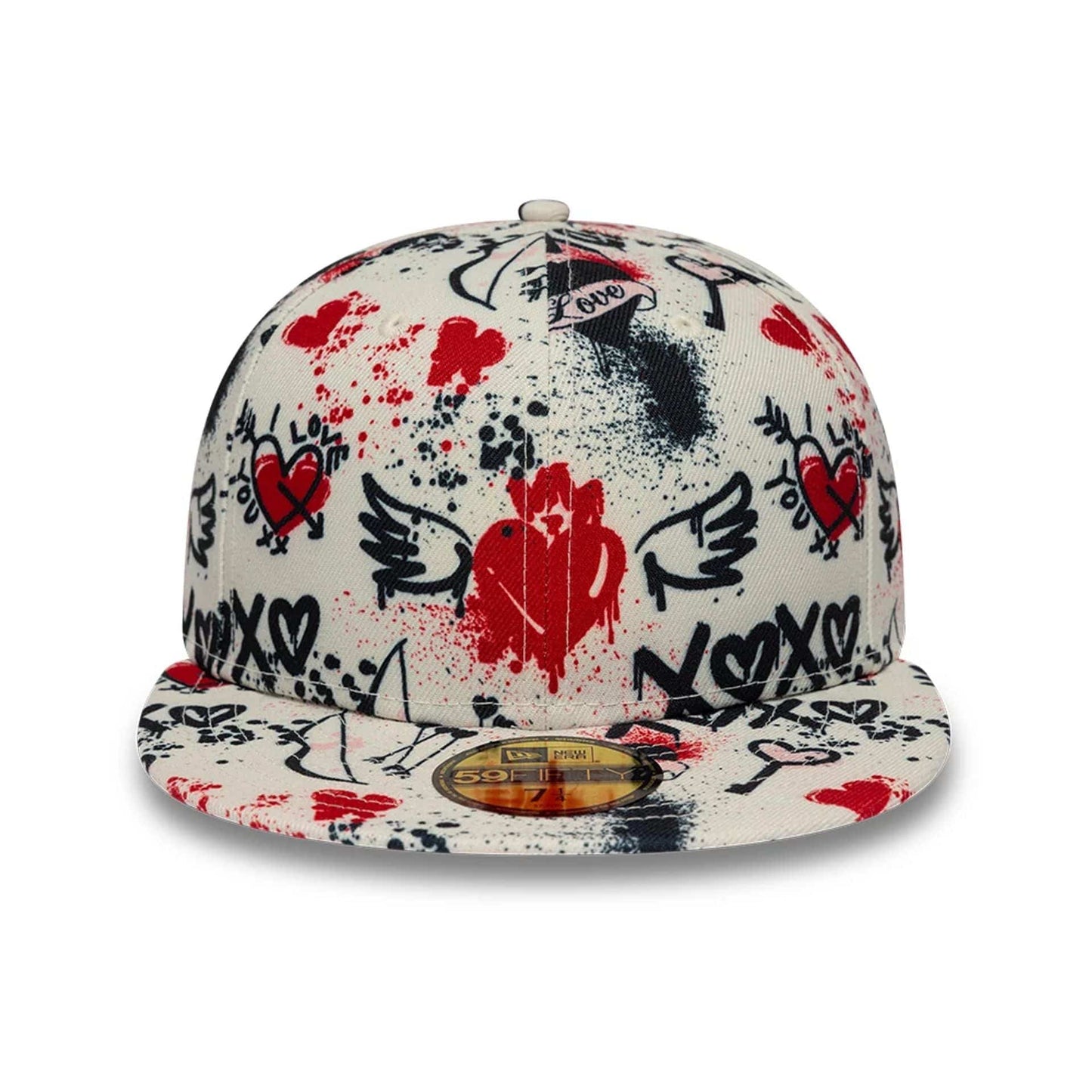 Pictured is this New Era Valentines 59FIFTY Fitted cap in light beige. 3