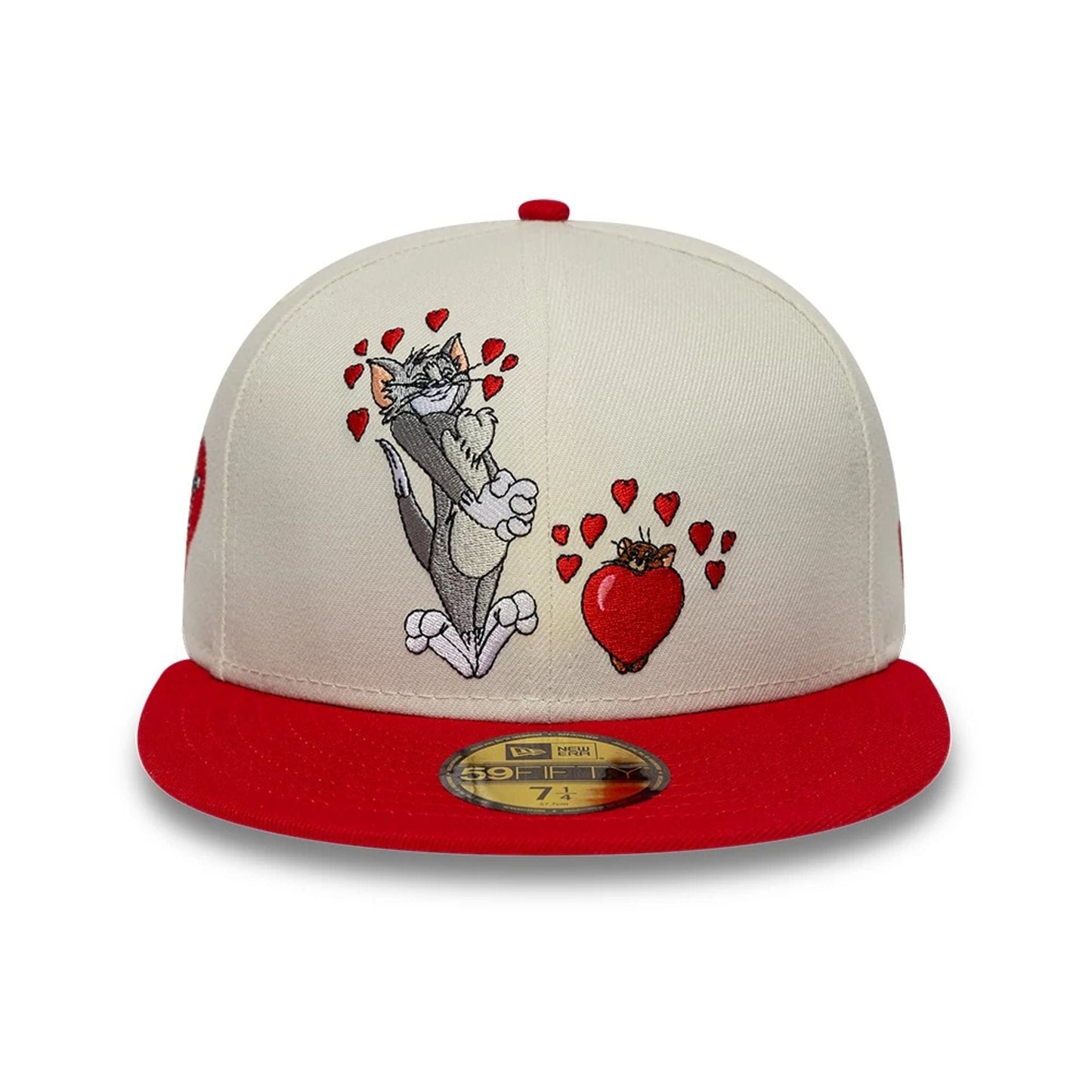 Pictured is this Tom & Jerry Heart 59FIFTY Fitted cap in Cream. 2