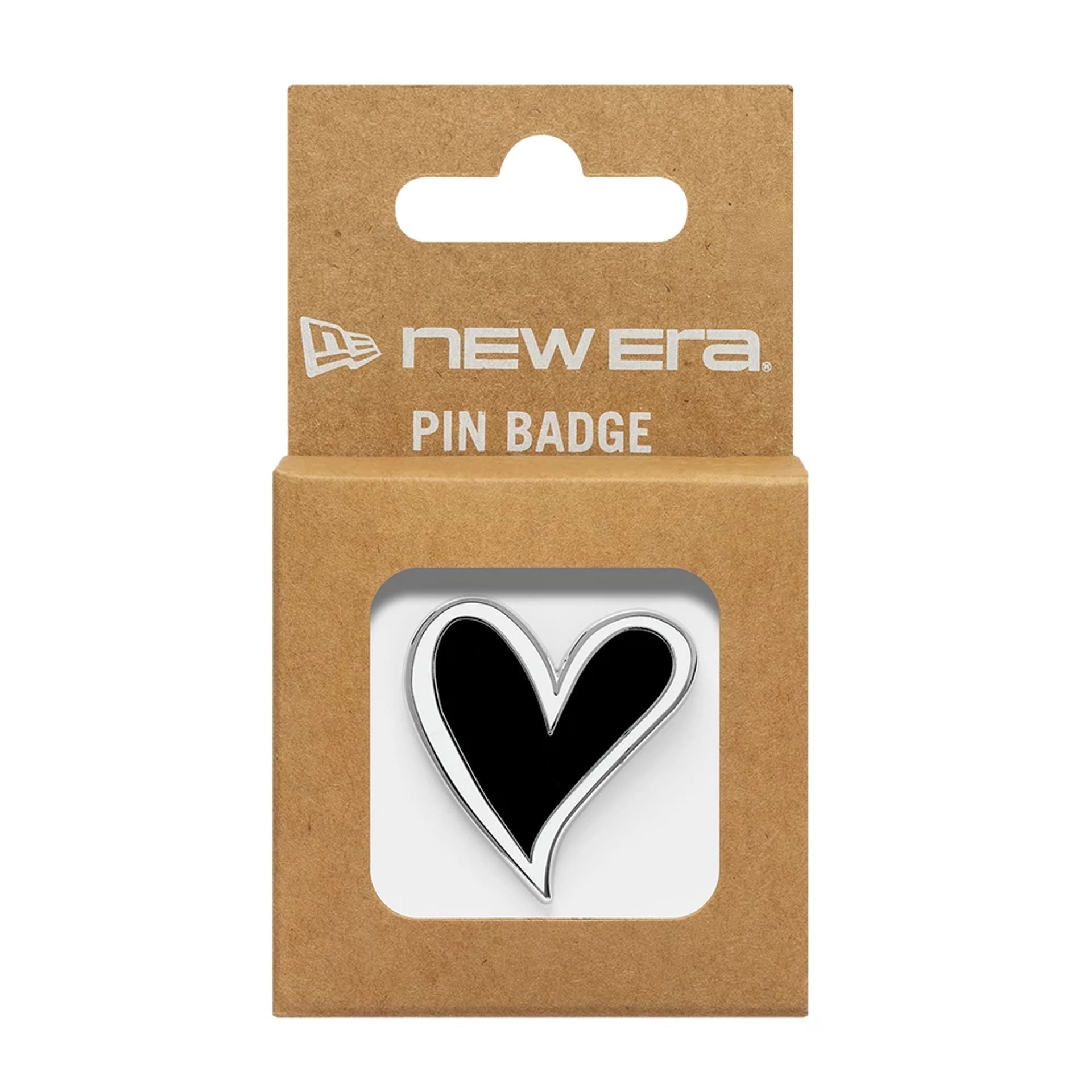 Pictured is this New Era Heart Pin Badge in Black. 3