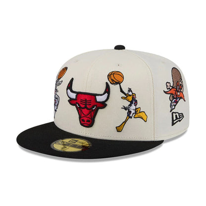 Pictured is this Space Jam Tune Squad Chicago Bulls 59FIFTY Fitted cap in White. 1