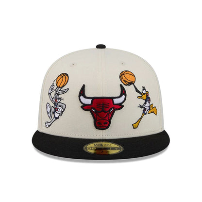 Pictured is this Space Jam Tune Squad Chicago Bulls 59FIFTY Fitted cap in White. 3
