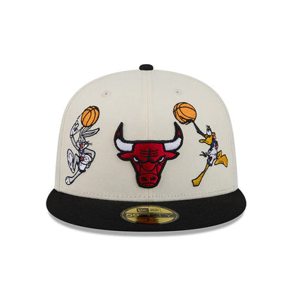 Pictured is this Space Jam Tune Squad Chicago Bulls 59FIFTY Fitted cap in White. 3