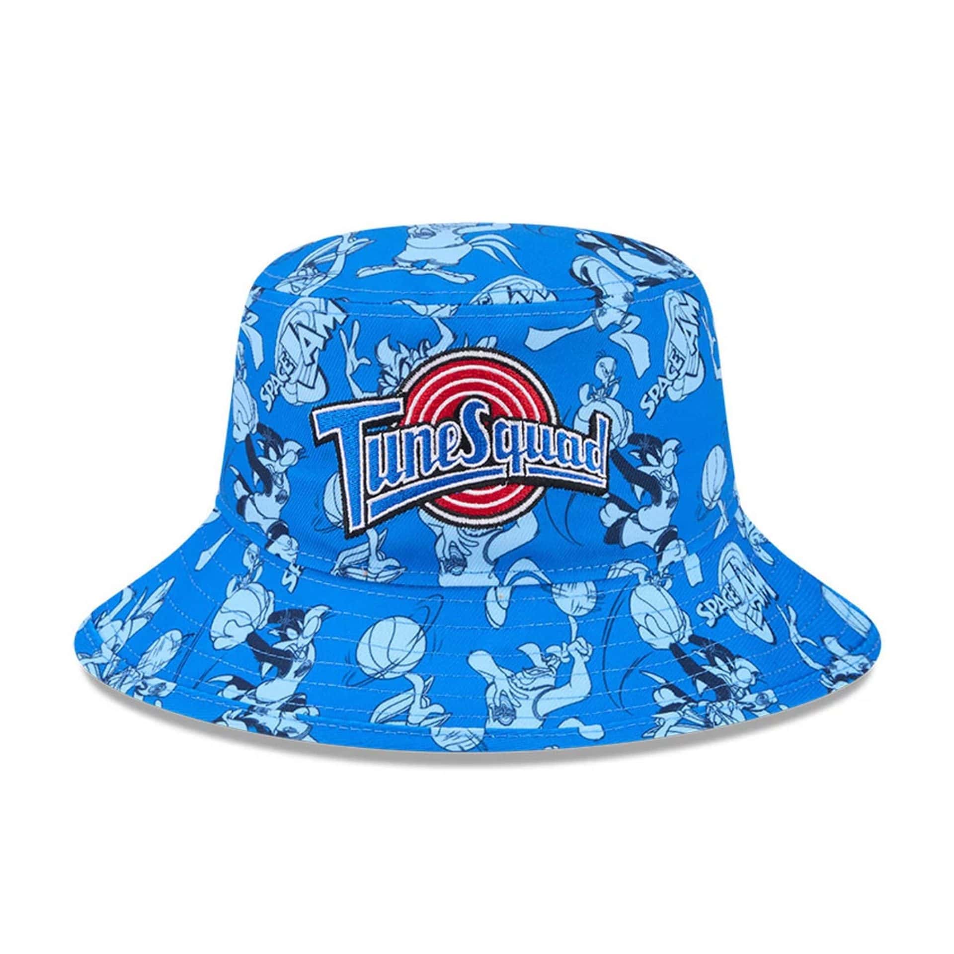 Pictured is this Space Jam All Over Print Bucket hat in blue. 2