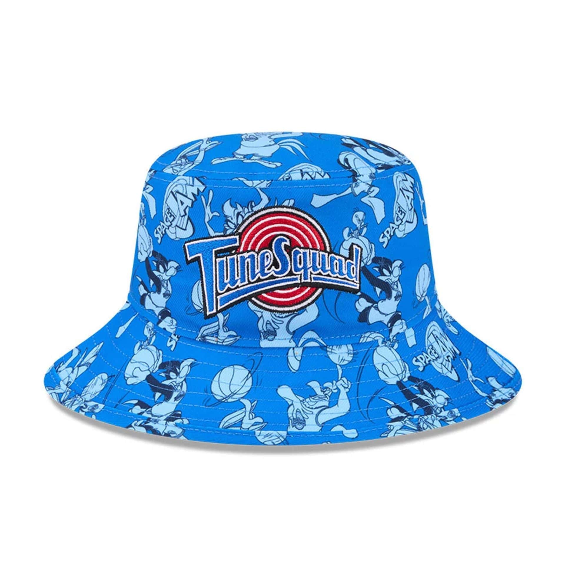 Pictured is this Space Jam All Over Print Bucket hat in blue. 2