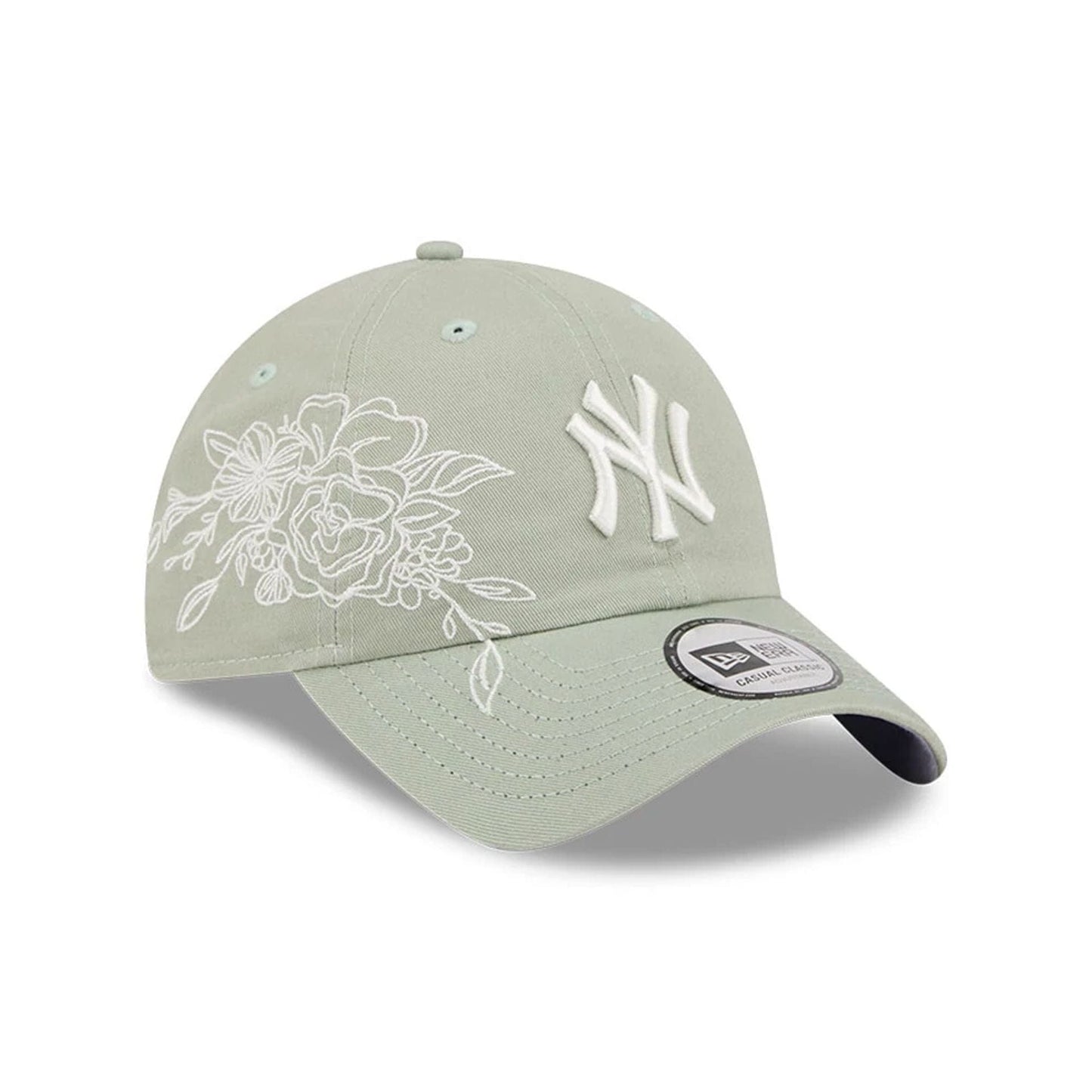 Pictured is this MLB Stitched Flowers New York Yankees Casual Classic cap in pastel green. 1