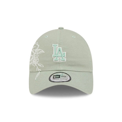 Pictured is this MLB Stitched Flowers LA Dodgers Casual Classic cap in pastel green. 3