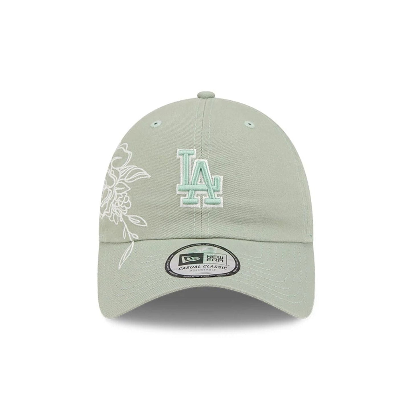 Pictured is this MLB Stitched Flowers LA Dodgers Casual Classic cap in pastel green. 3