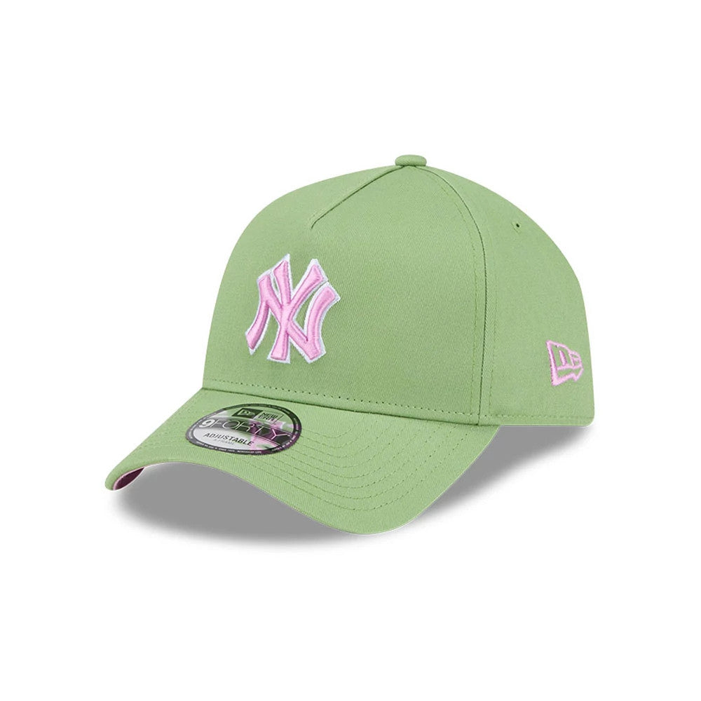 Pictured is this MLB Strawberry Matcha New York Yankees 9FORTY A-Frame cap in green. 4