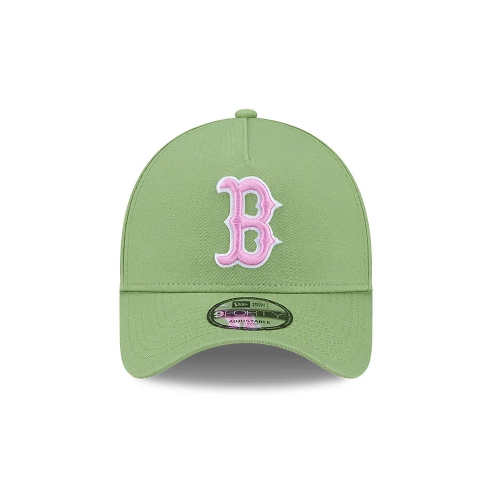 Pictured is this MLB Strawberry Matcha Boston Red Sox 9FORTY A-Frame cap in green. 3