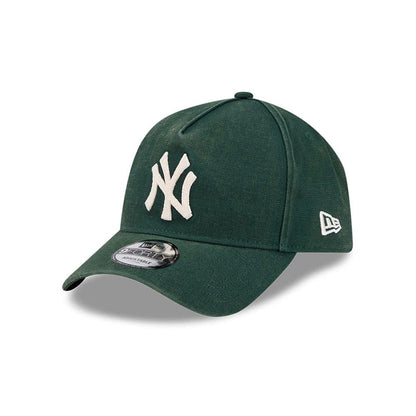 Pictured is this MLB Washed Canvas New York Yankees 9FORTY A-Frame cap in dark green. 1