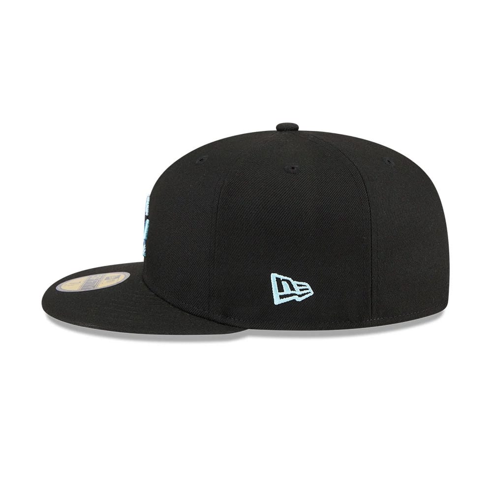 Pictured is this MLB Camo Infill LA Dodgers 59FIFTY Fitted cap in black. 6