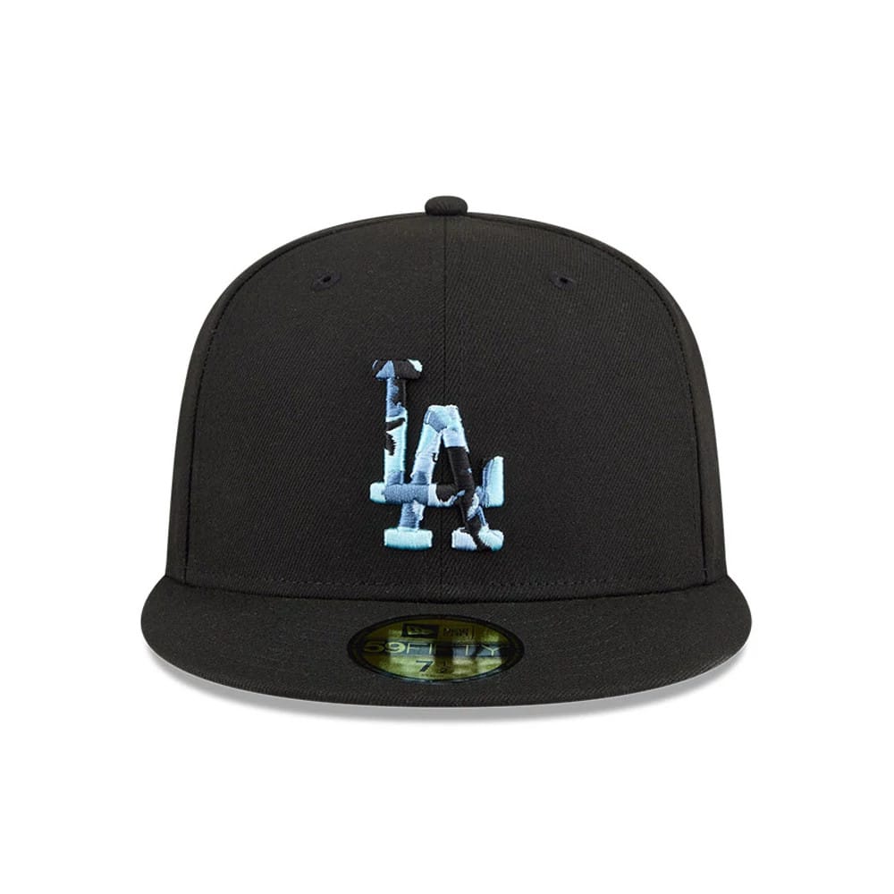 Pictured is this MLB Camo Infill LA Dodgers 59FIFTY Fitted cap in black. 3