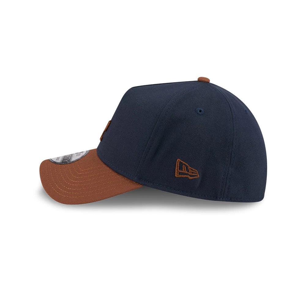 Pictured is this MLB Blueberry Tiramisu LA Dodgers 39THIRTY A-Frame Stretch Fit cap in navy. 5