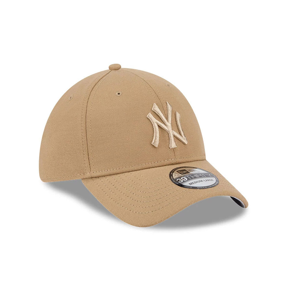 Pictured is this MLB New York Yankees 39THIRTY Stretch Fit cap in beige. 4