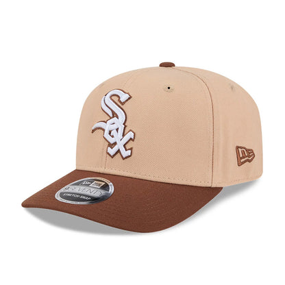 Pictured is this MLB Candied Pecan Chicago White Sox 9SEVENTY Stretch Snap cap in beige. 1