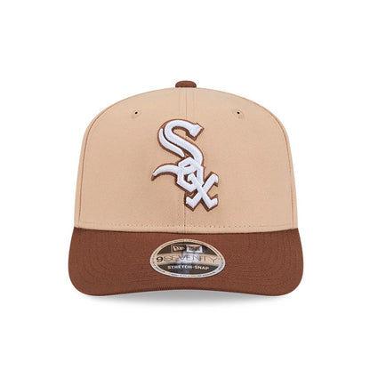 Pictured is this MLB Candied Pecan Chicago White Sox 9SEVENTY Stretch Snap cap in beige. 3