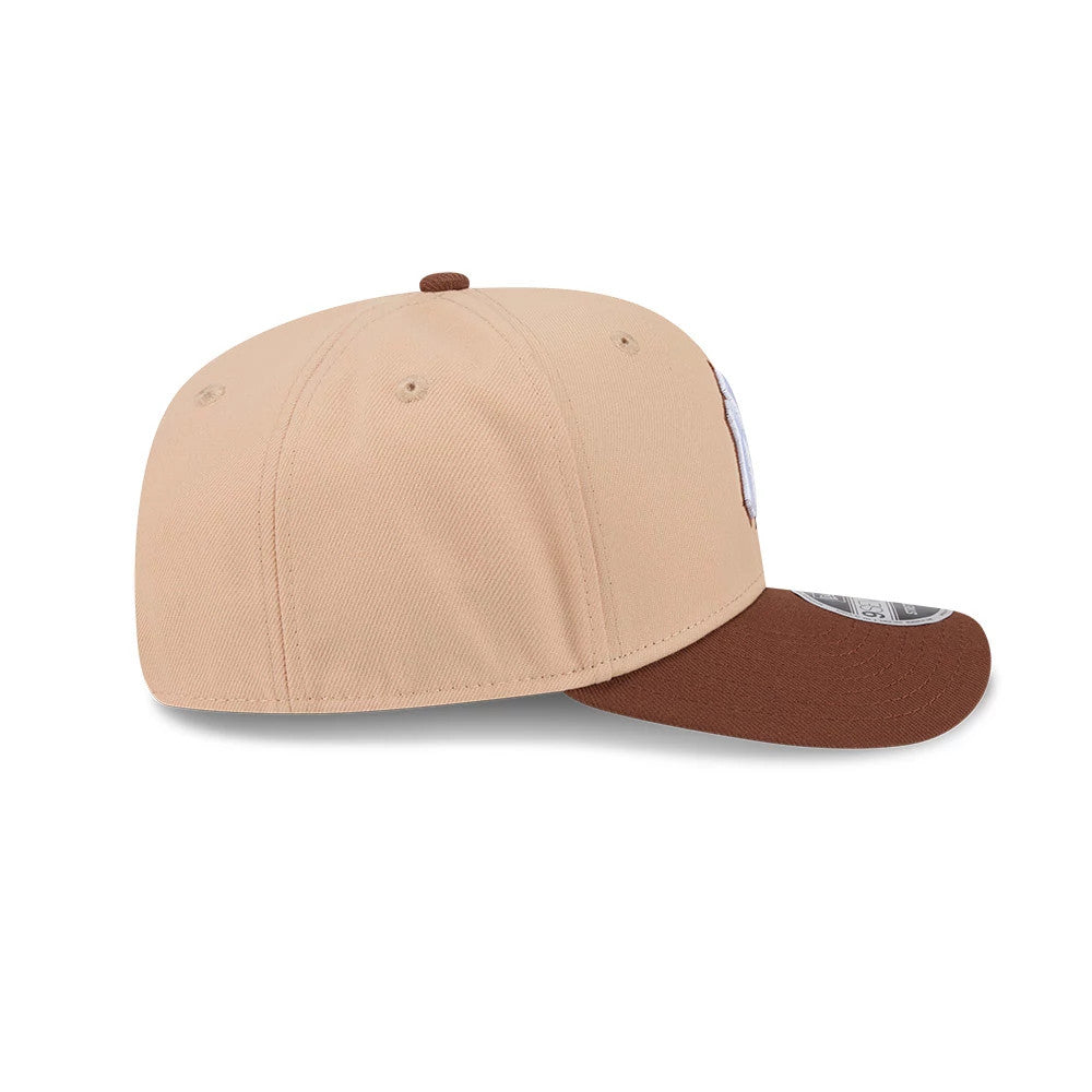 Pictured is this MLB Candied Pecan New York Yankees 9SEVENTY Stretch Snap cap in beige. 5